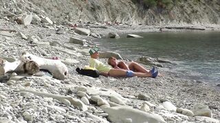 Trip thrash. Nudist hotty unexpectedly sucks blogger's knob