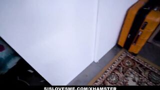 SisLovesMe - Black Teen Shares Shlong With Lewd Stepsis