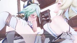A Night In Mondstadt Part two Genshin Impact Sucrose x Lumine - PinkSama - Animation Comics R34