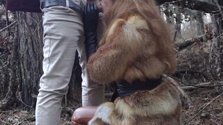 Outdoor sex with redhead teen in winter forest. Risky public bang - Otta Koi
