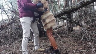 Outdoor sex with redhead teen in winter forest. Risky public bang - Otta Koi