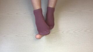 My perspired pink Sockjob & footjob