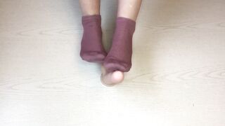 My perspired pink Sockjob & footjob
