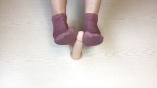 My perspired pink Sockjob & footjob