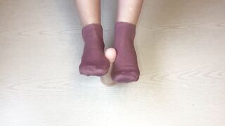 My perspired pink Sockjob & footjob