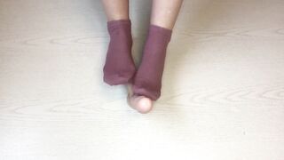 My perspired pink Sockjob & footjob