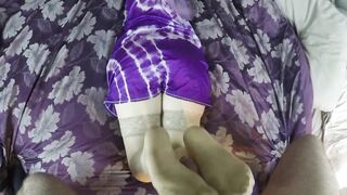 Footjob to Ejaculation on Suit & Nylons