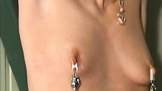 Older Brunette hair mother I'd like to fuck Tied with Weighted Teat Clamps