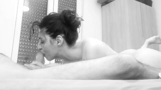 Glamorous angel giving a unfathomable oral pleasure, using saliva that babe manages to make his jock vanish