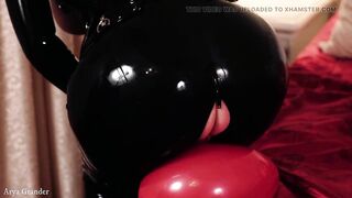 Latex rubber Looner mother I'd like to fuck masturbate with pierced cunt and air balloons