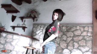Naty Pink Enjoyable Tiny Naty Pink Doing a Disrobe on the Bar