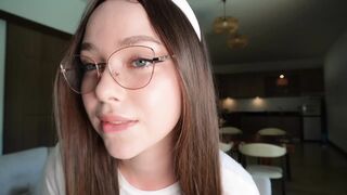 A Cute Bunny Fondles Her Pink Vagina and Orgasms with a Large Sextoy.