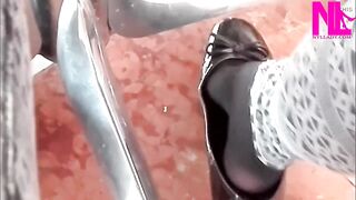 Shoeplay in My Ebony Pattent Flats in a Bar
