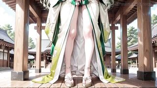 Silver-haired Shrine Maiden Secrets! Languidly Reclining in a Red Corridor, Her Stripped Shoulders and Lush Haunches Bare