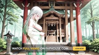 Silver-haired Shrine Maiden Secrets! Languidly Reclining in a Red Corridor, Her Stripped Shoulders and Lush Haunches Bare
