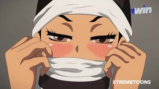 Tanjiro wakes up from a coma to screw his nurse who surprises him with her large boobs and a delightsome b
