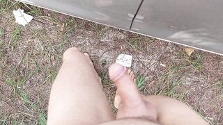 Youthful twink giving a huge shlong his deepthroat in car whilst wild nature public cruising