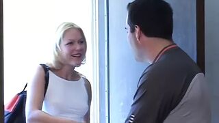 Lascivious stud calls youthful babysitter and seduces her to screw him