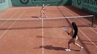 TOPLESS UNDRESSED TENNIS MATCH - (Bare in Public AI Entertainment)