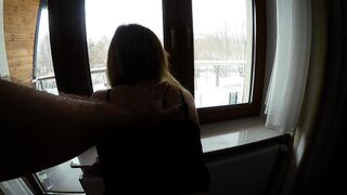 Sexy polish teen in white ankle socks gets banged in public view by a neighbour in the next room.cream