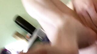 Rub oily heel on cunt
