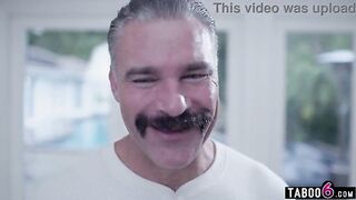 Stepdad takes advantage of the homeless girlfriend of stepdaughter