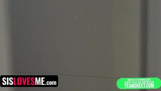 Charming Latin chick Step Sister Sucks Her Step Bro's Schlong and to Makes Him Cum in Her Throat - Sislovesme