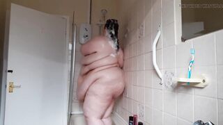 SSBBW Lady Brads shower & abdomen jiggles