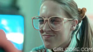 GIRLCORE Nerd Lesbians Blinded By Science & Hot Virtual MILF