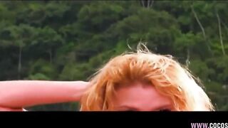 Blond Undresses Naked and Masturbates on Tropical Beach