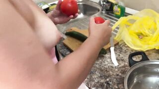 Zara Charm Striptease In Underware Making Lunch And Flashing Titties