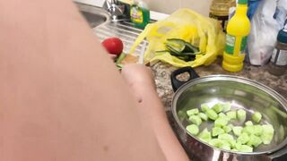 Zara Charm Striptease In Underware Making Lunch And Flashing Titties