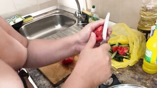 Zara Charm Striptease In Underware Making Lunch And Flashing Titties