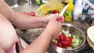 Zara Charm Striptease In Underware Making Lunch And Flashing Titties