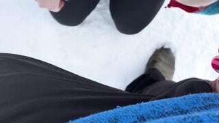 Risky public nature oral job on the centre of walking trail