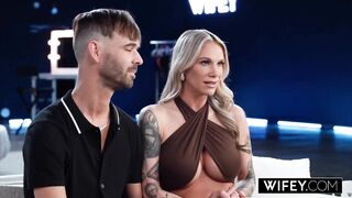 WIFEY Tattooed Golden-haired Hotwife wishes ebony weenie
