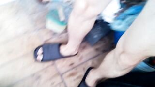 Hawt man jerks off at home and cums on the balcony