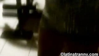 Nikki Montero transgender pornstar sex-toy action in front of the mirror