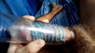 dude jerks off a large schlong and a lot of cum from a thick jock