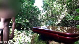 I discover a device that apears to be a 3DS whilst Walking Undressed in Nature - See me Cum all over it