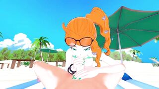 Sonia sucking weenie on the beach, swallows cum.