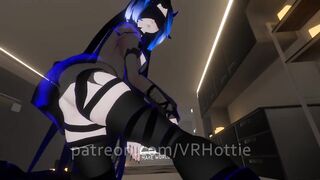 Blue Haired Devil Succubus in Thongs Blindfold Rides For Senpai Tattoos POV Lap Dance Anime Robe