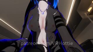 Blue Haired Devil Succubus in Thongs Blindfold Rides For Senpai Tattoos POV Lap Dance Anime Robe