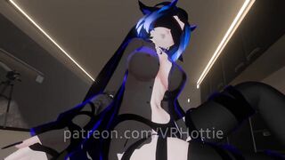 Blue Haired Devil Succubus in Thongs Blindfold Rides For Senpai Tattoos POV Lap Dance Anime Robe