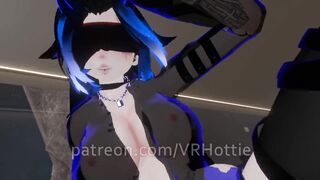 Blue Haired Devil Succubus in Thongs Blindfold Rides For Senpai Tattoos POV Lap Dance Anime Robe