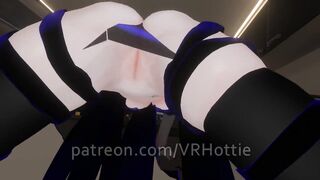 Blue Haired Devil Succubus in Thongs Blindfold Rides For Senpai Tattoos POV Lap Dance Anime Robe