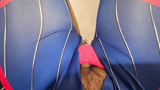 Large Rod Tgirl in Dva Cosplay and pink Belt Jerking Off and Spunk flow after Anal Masturbation with Large Sex-toy and Booty Plug