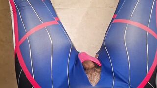Large Rod Tgirl in Dva Cosplay and pink Belt Jerking Off and Spunk flow after Anal Masturbation with Large Sex-toy and Booty Plug