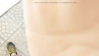 Sex with the voyeur gardener with a hotty in a short suit out of pants