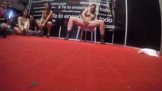 Pamela Sanchez squirts in front of a group of fans in Barcelona